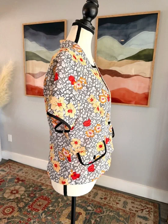 Vintage Yellow & Red Floral Short Sleeve Tank and Topper - Picture 3 of 12